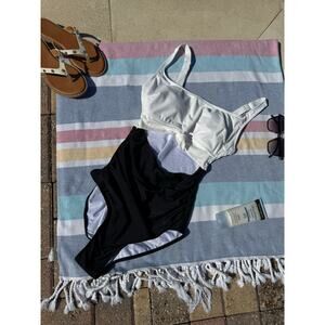 NWT, Eomenie, One Piece Bathing Suit, Black and White, Size S